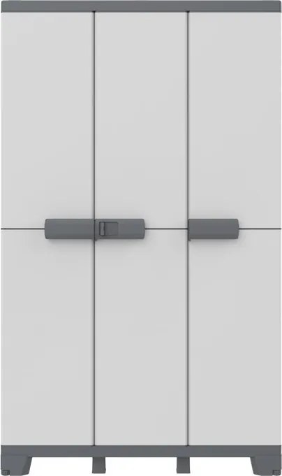Armadio alto Cab102A Arredo TERRY STORAGE in polipropilene, bianco e grigio scuro L 102 x H 172 x P 39 cm 3 ante, adatto per interno/esterno