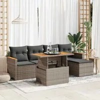 Set Divano da Giardino 6pz con Cuscini Grigio Polyrattan Acacia 3327476