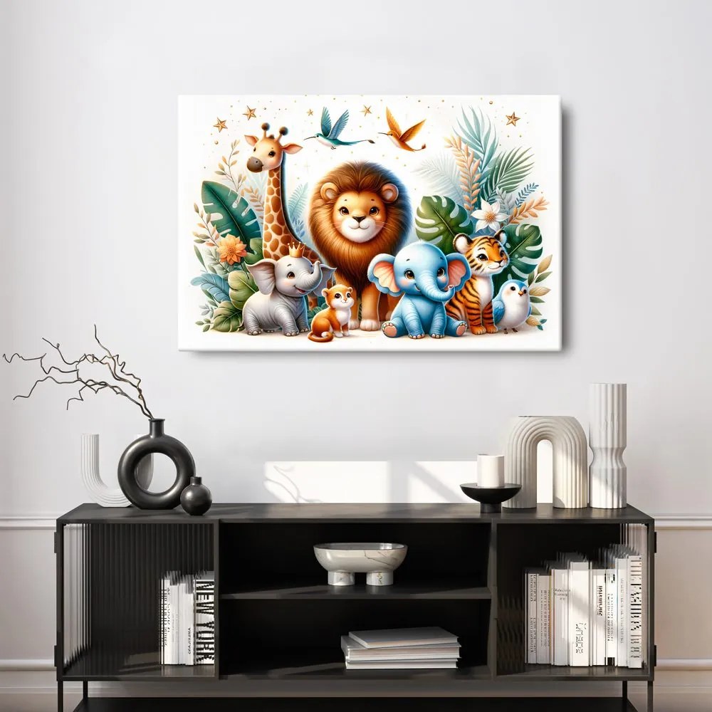 Quadro su tela – Re della giungla con i suoi dolci amici