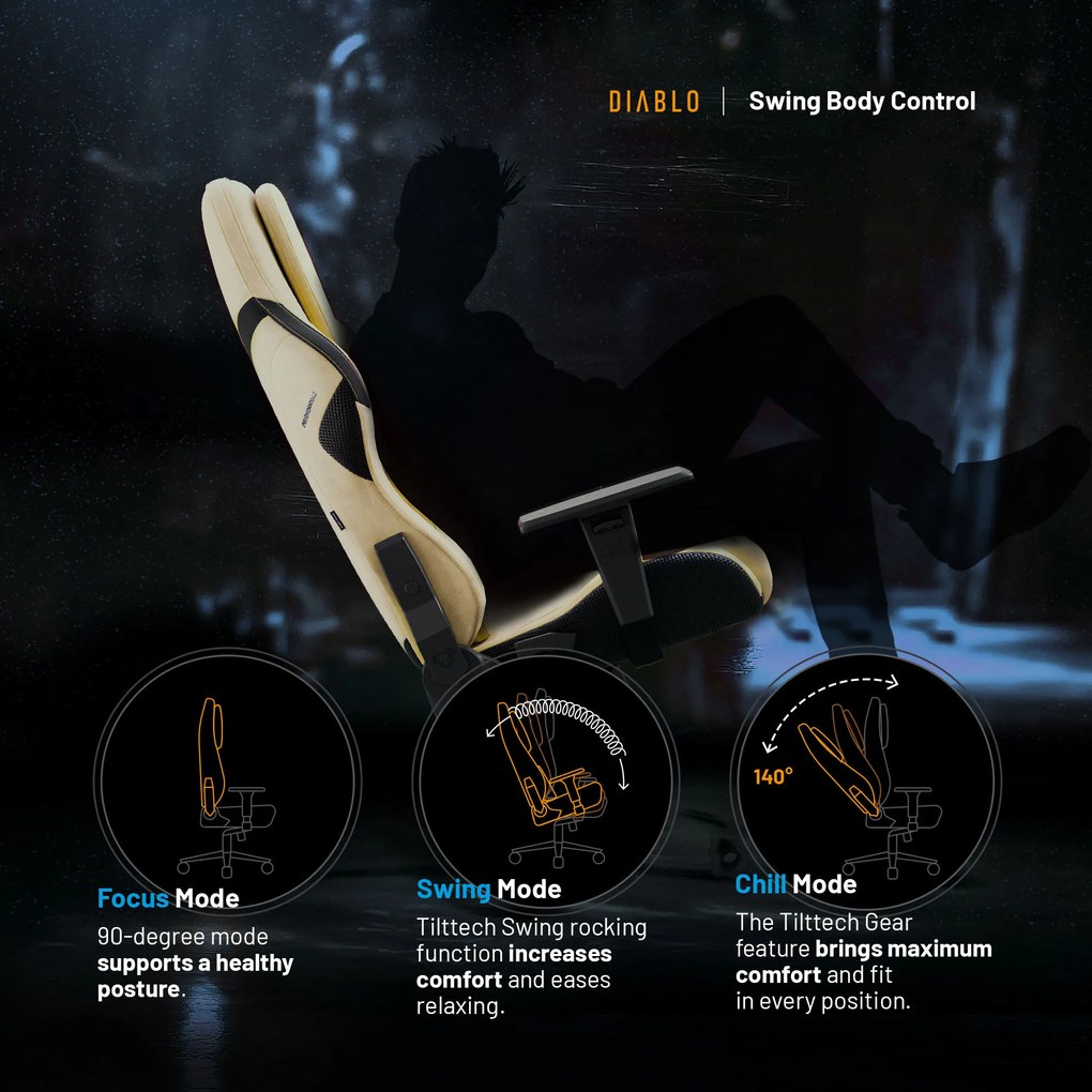 Sedia Da Gaming Diablo X.One Prime Broken Gold Normal Size