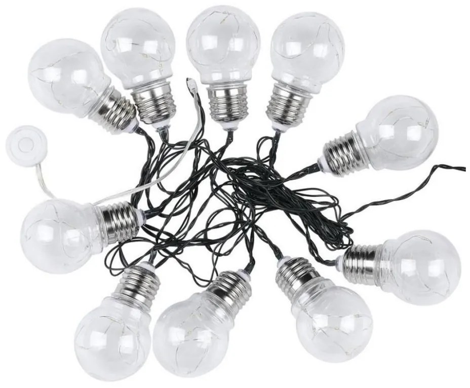 Catena LED solare 10xLED/1W/1,2V 1xAA 2 m IP44 3000K 300 mAh
