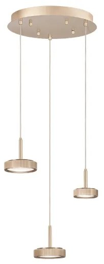 Lampada a sospensione NINA in metallo verniciato 45 cm Oro 3 Luci Led