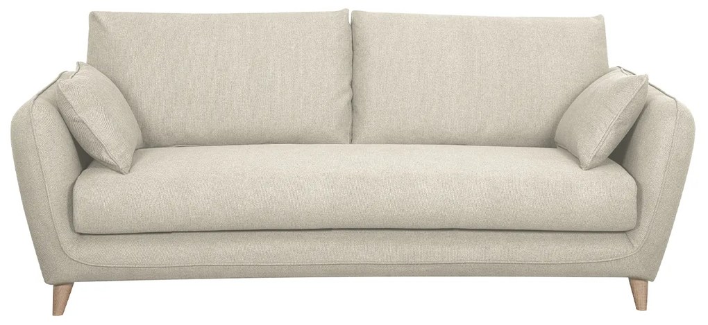 Divano letto scandinavo 3 posti in tessuto beige naturale con materasso 10 cm CREEP