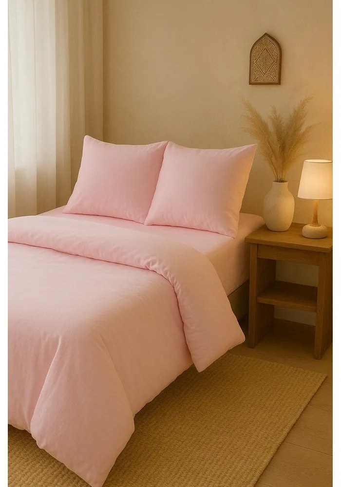 Set copripiumino e federa rosa per letto matrimoniale o esteso con lenzuolo incluso/4 pezzi 200x220 cm Classic – Mila Home