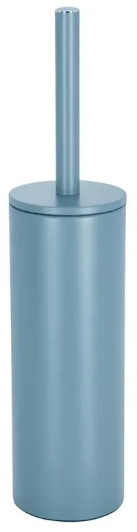 Portascopino d'appoggio in acciaio azzurro polvere con scopino in setole nere removibile Axin