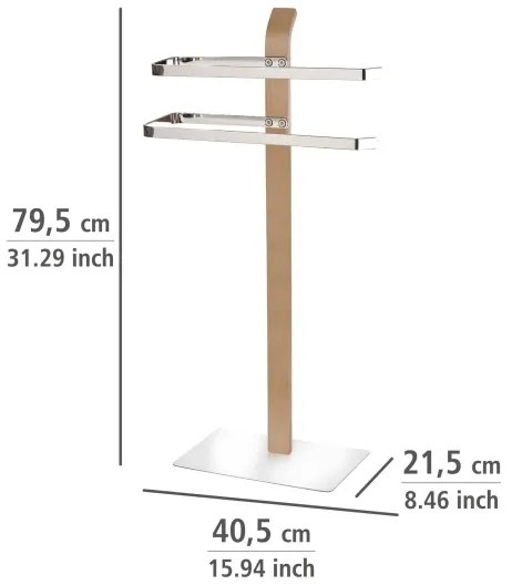 WENKO 20396100 - Porta asciugamani SAMONA 40,5x79,5 cm cromo lucido/marrone