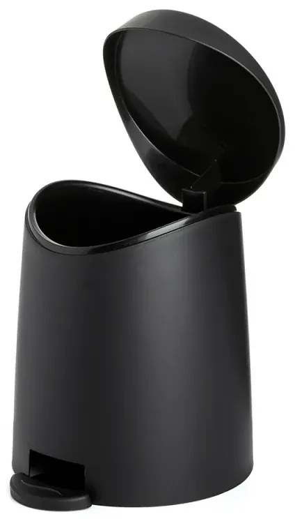 Pattumiera da bagno con pedale 3lt nera opaca in plastica