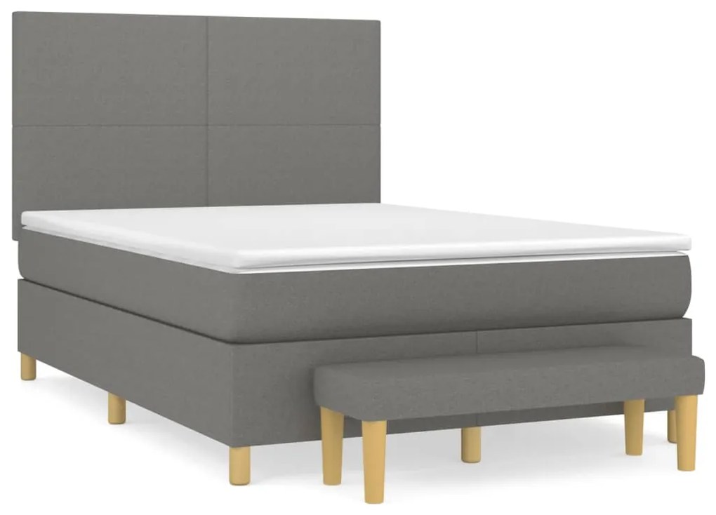 Giroletto a molle con materasso grigio scuro 140x190 cm tessuto