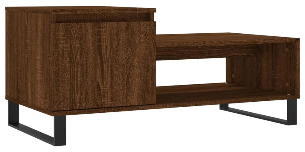 Tavolino da salotto rovere marrone100x50x45cm legno multistrato