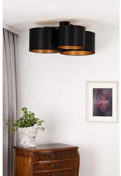 Duolla - Lampadario a plafone ROLLER TRIO SHINY 3xE27/15W/230V nero/oro