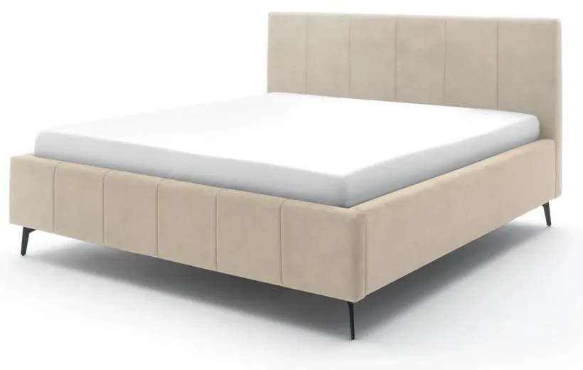Letto matrimoniale imbottito beige con contenitore con rete inclusa 180x200 cm Lizzano – Meise Möbel