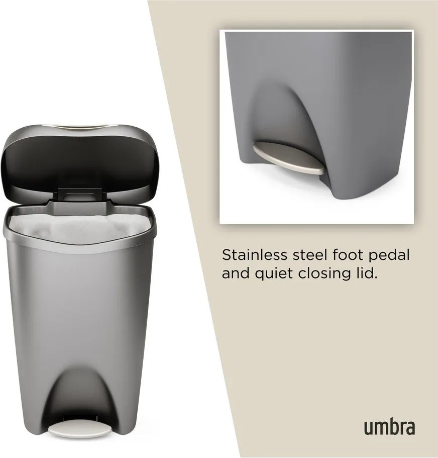 Bidone in plastica grigio 50 l Brim - Umbra