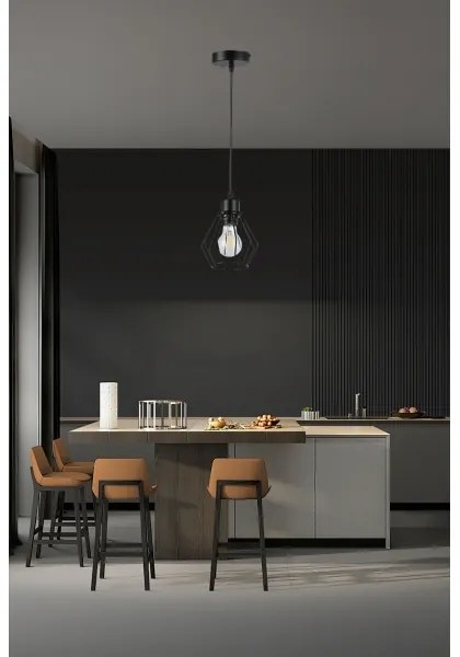 Lampadario a sospensione con filo 1xE27/35W/230V diametro 18 cm nero