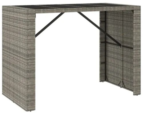 Tavolo da Bar con Piano in Vetro Grigio 145x80x110cm Polyrattan