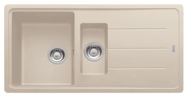 Lavello integrato 1.5 vasche con gocciolatoio laterale destro o sinistro FRANKE Boston fragranite L 50 x L 97 cm beige