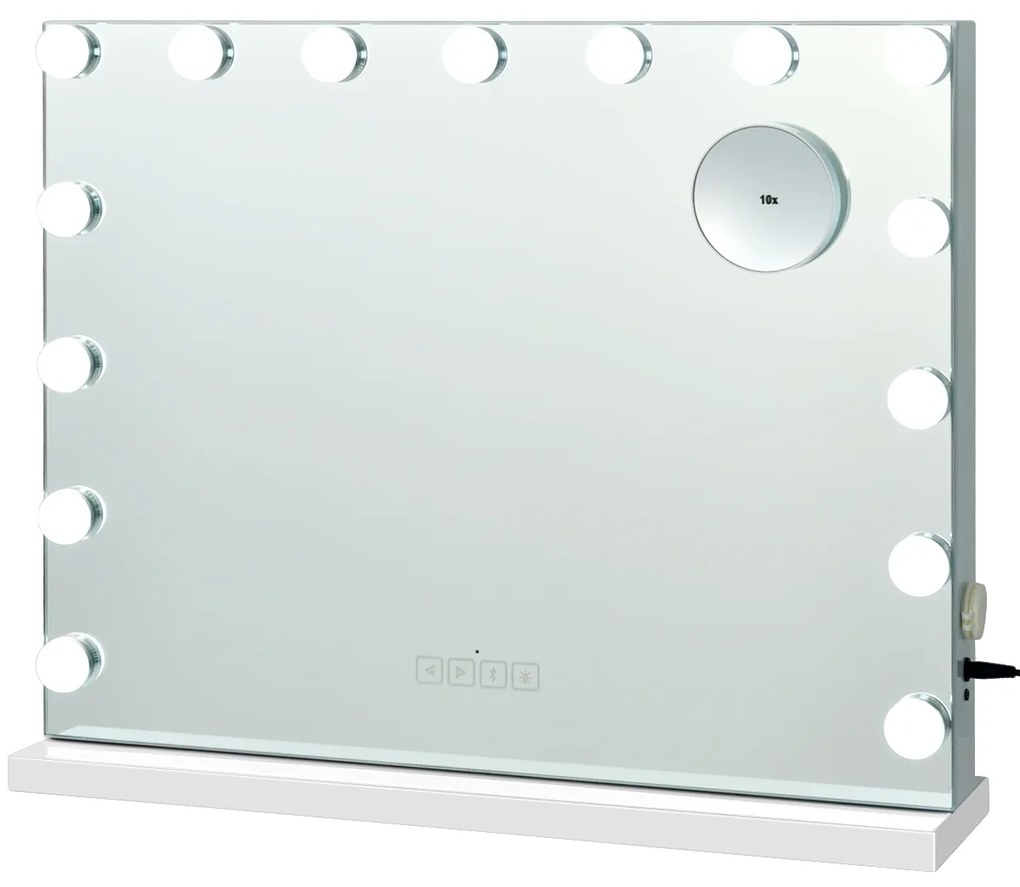 Costway Specchio per trucco con 15 luci LED, Specchio illuminato con controllo touch