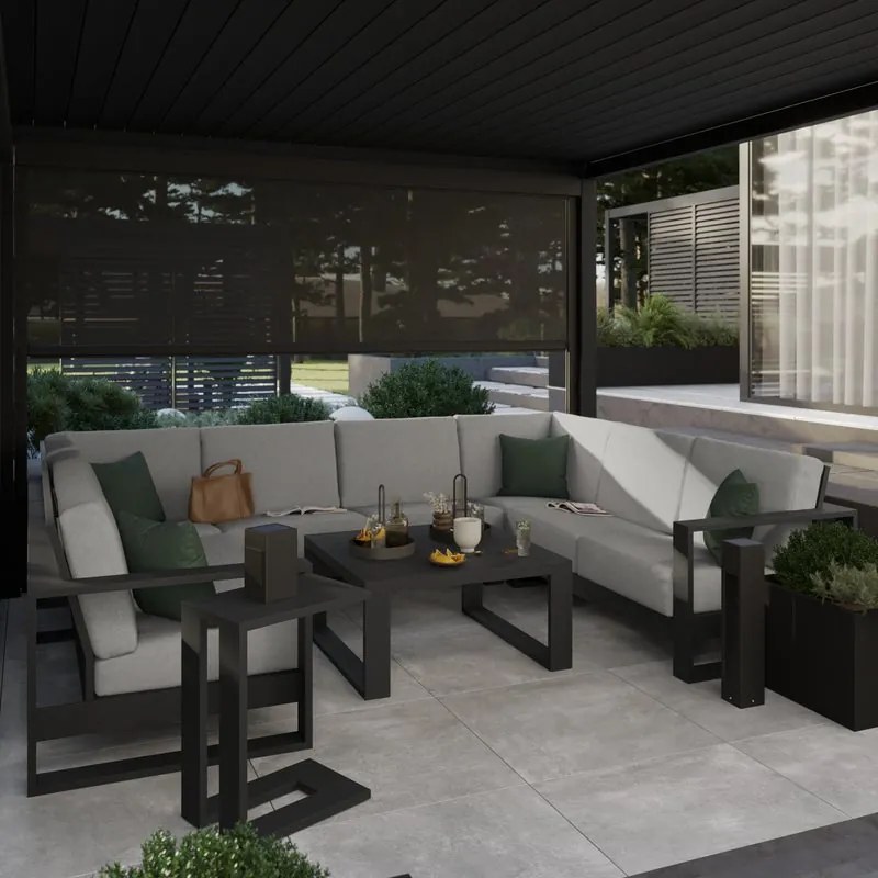 Angolo per divano da giardino con cuscino Athena NATERIAL in alluminio, seduta in alluminio antracite L 91 x H 88 x P 91 cm