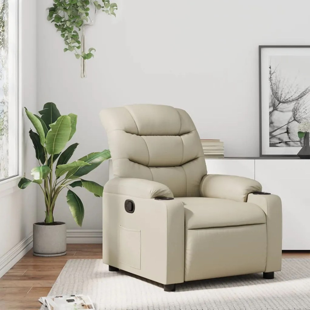 Poltrona Reclinabile Crema İn Similpelle /