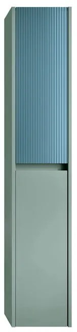 Colonna per mobile bagno Niwa 2 ante P 27 x L 30 x H 160 cm laccato opaco verde timo con vetro blu pacifico cannettato