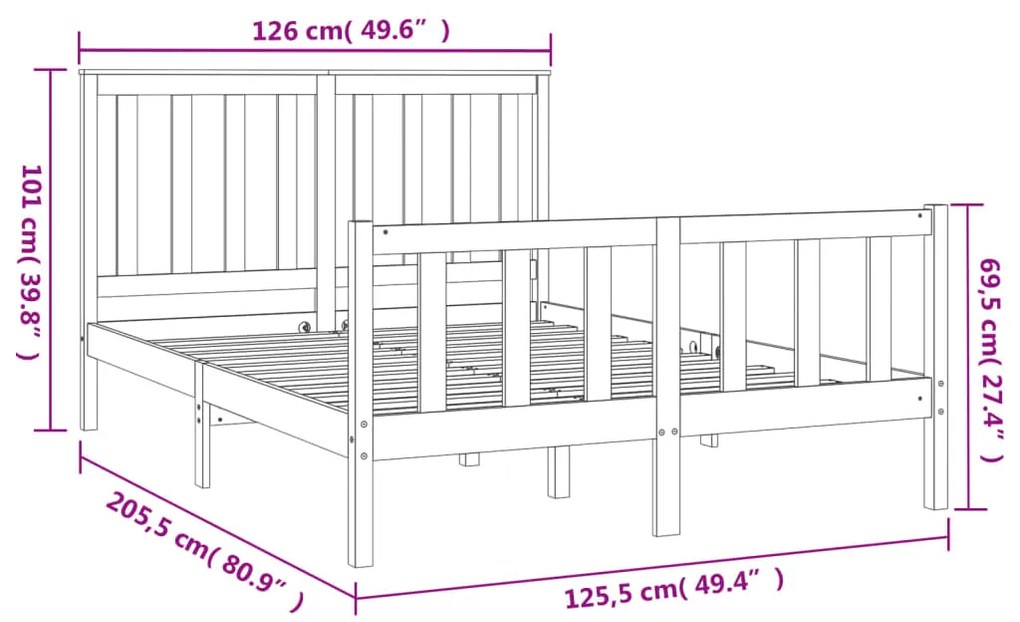 Giroletto con Testiera 120x200 cm in Legno Massello di Pino