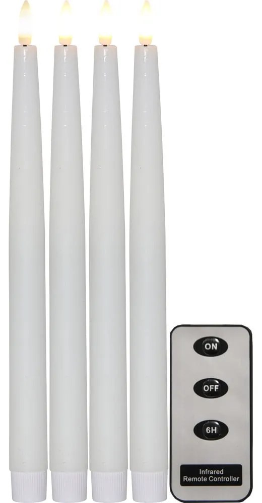 Set di 4 candele di cera LED bianche, altezza 28,5 cm Flamme - Star Trading