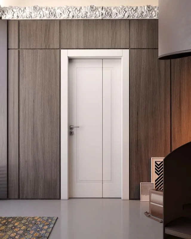 Porta pieghevole a libro asimmetrica Oxford bianco L 80 x H 210 cm destra