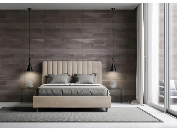 Letto contenitore da 160x200 in microfibra sabbia Agueda