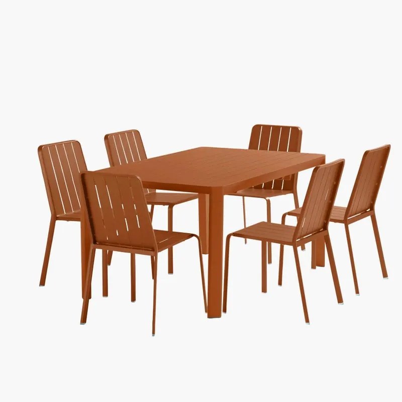 Set tavolo e sedie Idaho NATERIAL in alluminio arancione per 6 persone