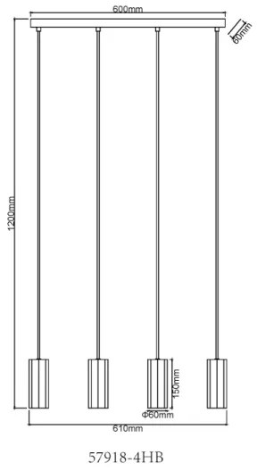 Globo 57918-4HB - Lampadario a sospensione con filo JAMES 4xGU10/25W/230V nero