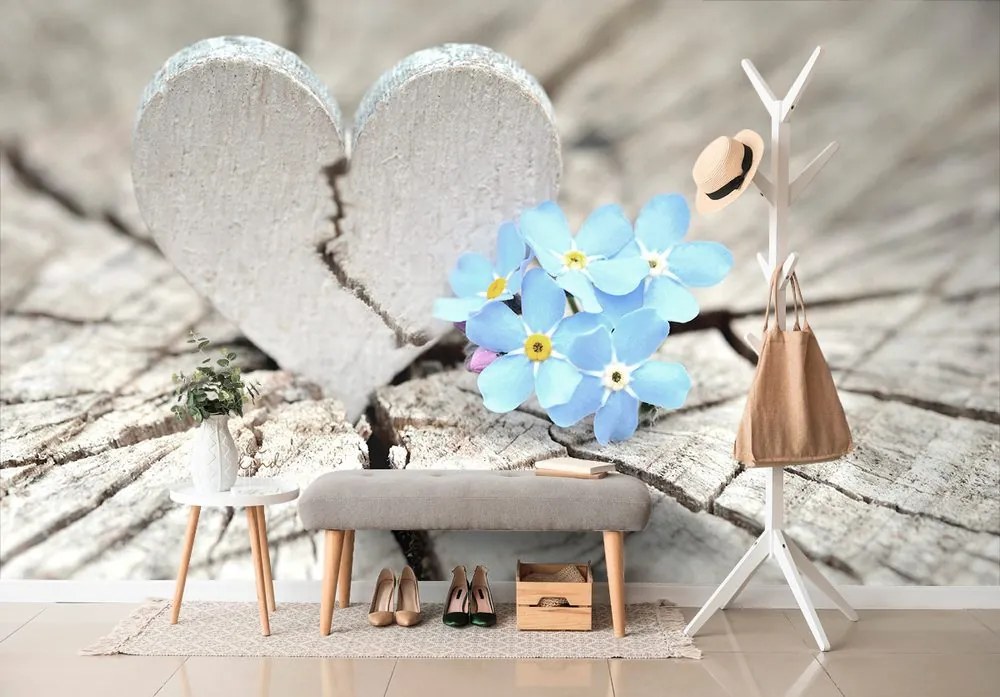 Fotomurale – Cuore su legno antico