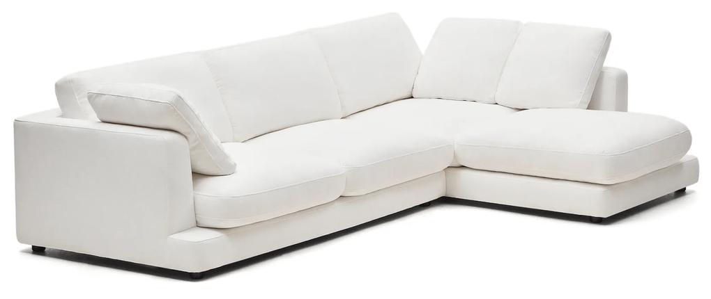 Kave Home - Divano Gala a 4 posti con chaise longue destra bianco 300 cm