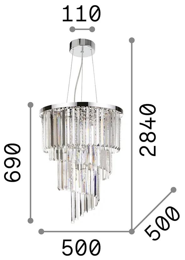Sospensione Contemporanea Carlton Metallo-Cristallo Oro 12 Luci E14
