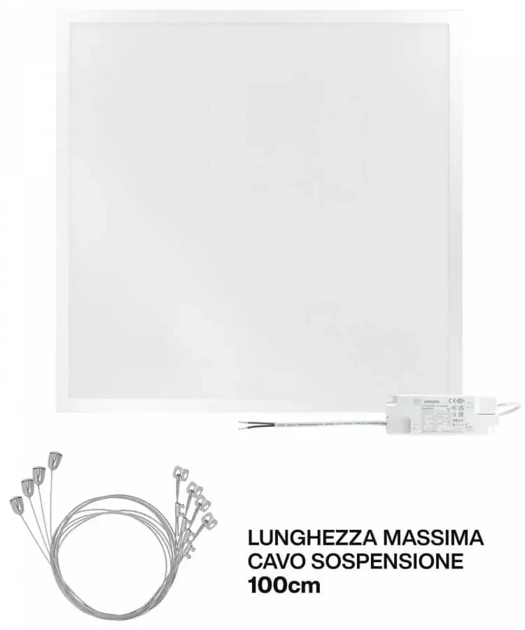 Pannello LED a Sospensione 60x60 44W BACKLIGHT, 130lm/W, UGR19 - PHILIPS  CertaDrive Colore Bianco Naturale 4.000K