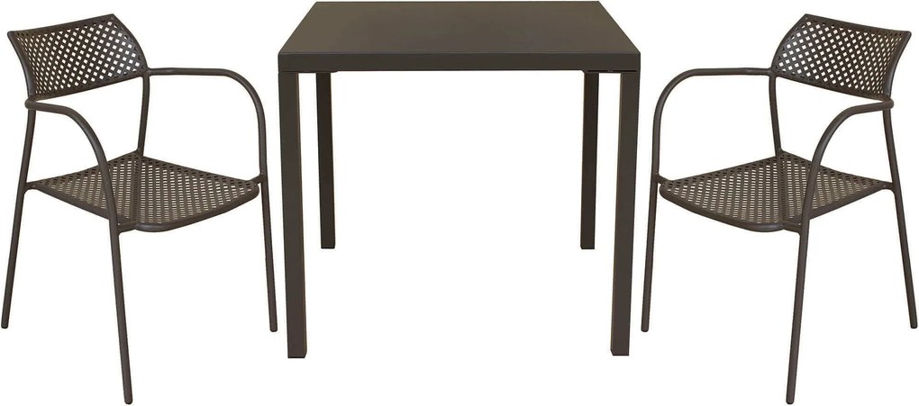 INDEX - set tavolo in metallo cm 80 x 80 x 73h con 2 poltrone Aviim
