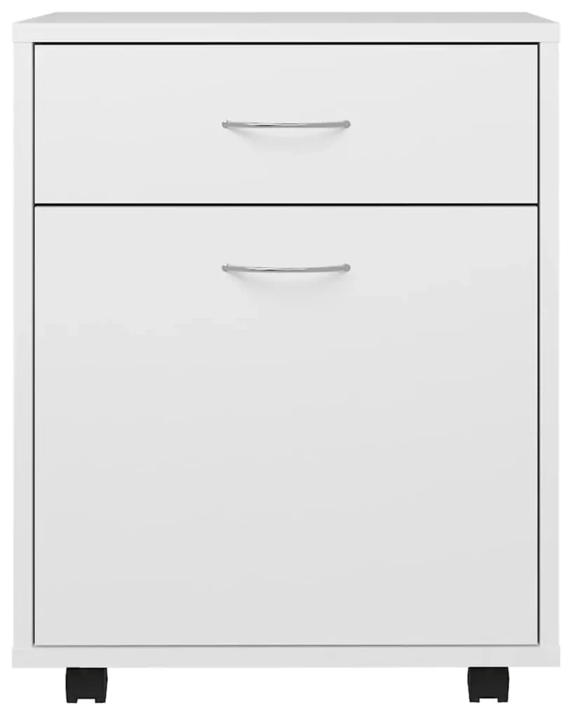 Mobiletto con rotelle bianco 45x38x54cm in legno ingegnerizzato