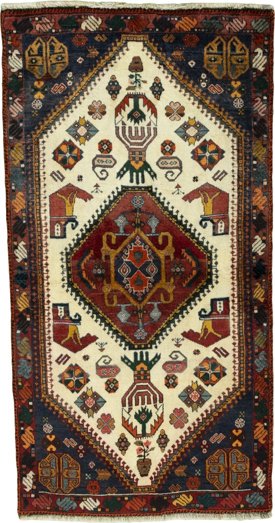 Shiraz Tappeto persiano 90 x 160 Beige (Iran) Annodato A Mano