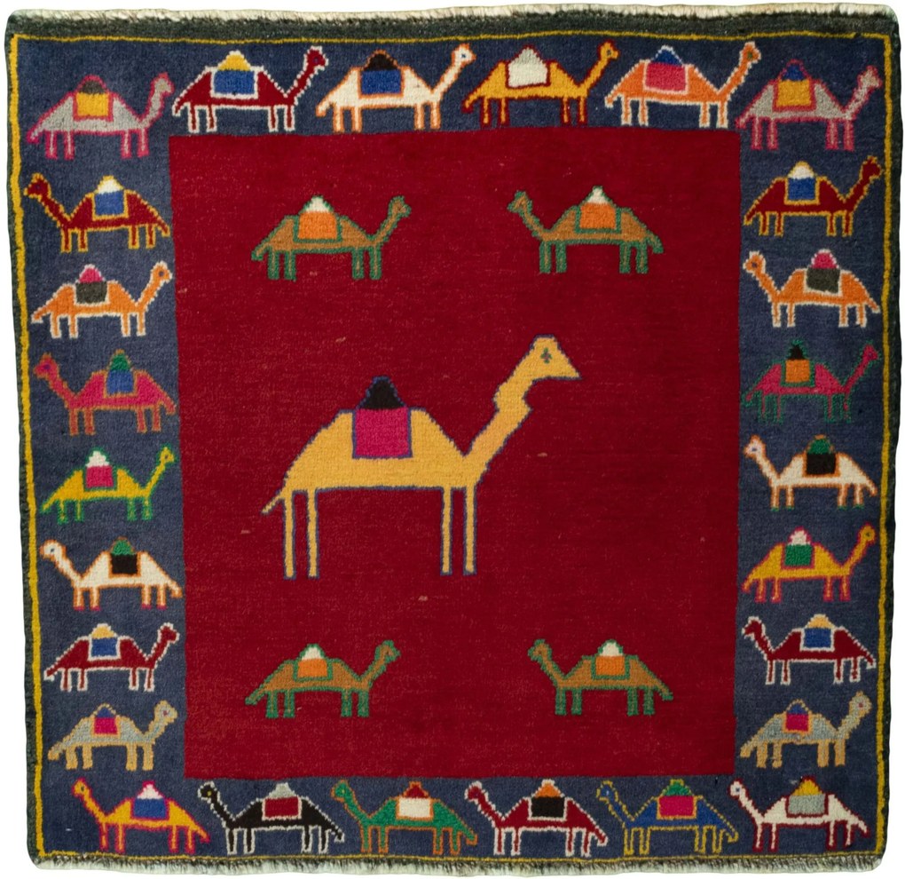Shiraz Tappeto persiano 70 x 70 Rosso (Iran) Annodato A Mano
