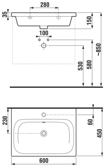 JIKA H8127137161041 - Lavabo sospeso MIO 60x45 cm ceramica nera opaca