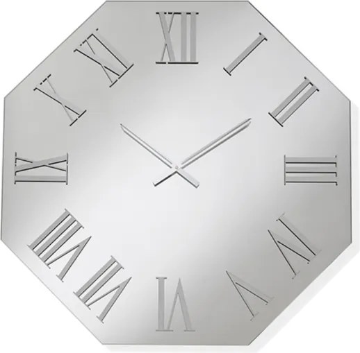 Orologio ottagonale 80x80 cm in cristallo Chiaro e numeri Argento - DYLAN