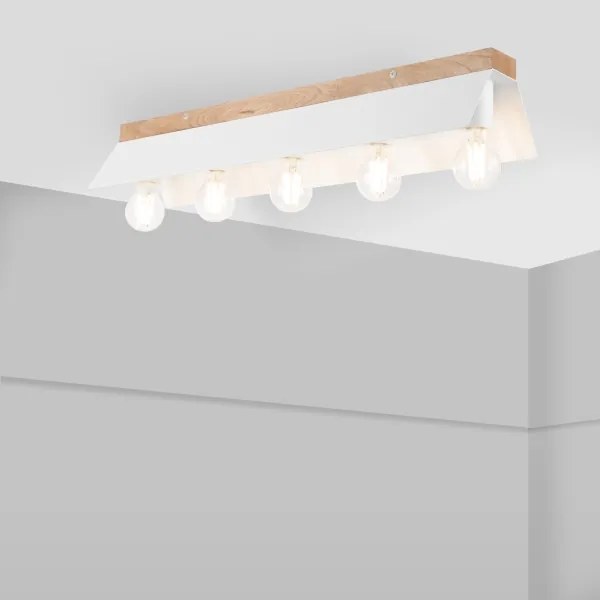 Plafoniera ESME 5xE27/15W/230V bianco/quercia