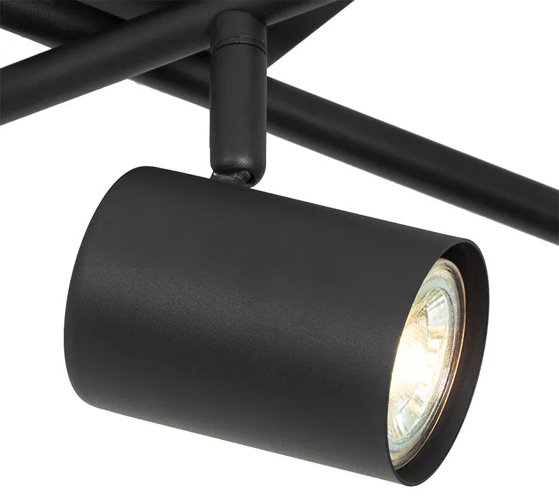Plafoniera moderna nera 5 luci regolabile quadrata - Jeana