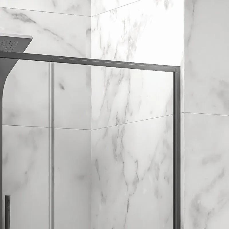 Kamalu - porta doccia 140 cm colore nero vetro 6 mm altezza 200h | kla4000n