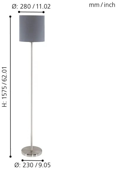 Eglo 95166 - Lampada da terra PASTERI 1xE27/60W/230V