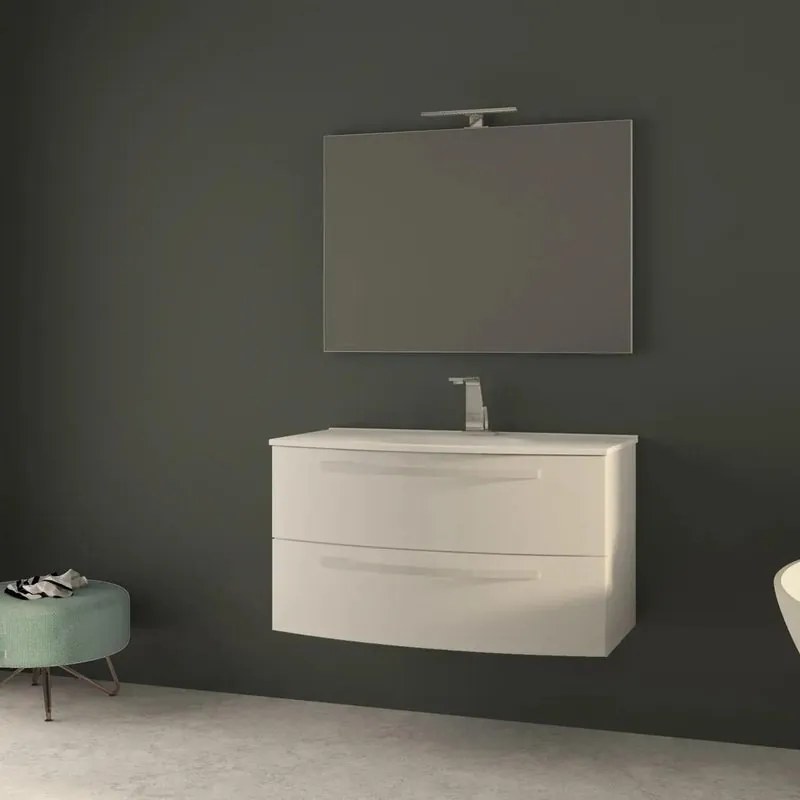 Mobile sottolavabo e lavabo con illuminazione Lucy bianco opaco L 100 x H 57 x P 54 cm 1 vasca