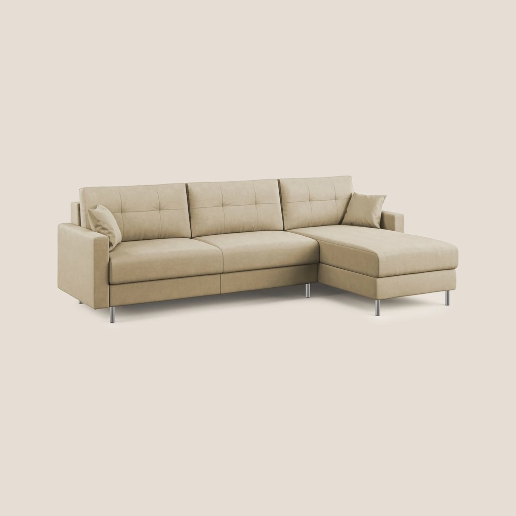 Megan divano letto angolare in microfibra smacchiabile T11 beige