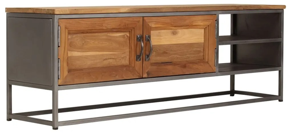 Mobile Porta Tv İn Teak Recuperato E Acciaio 120x30x40 Cm /