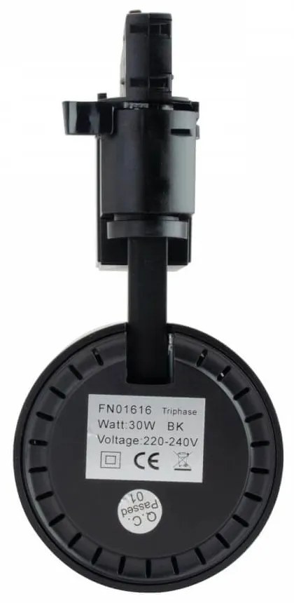 Faro LED 30W Trifase Nero 60° 120lm/W, CRI92, no Flickering - BRIDGELUX LED Colore  Bianco Naturale 4.000K