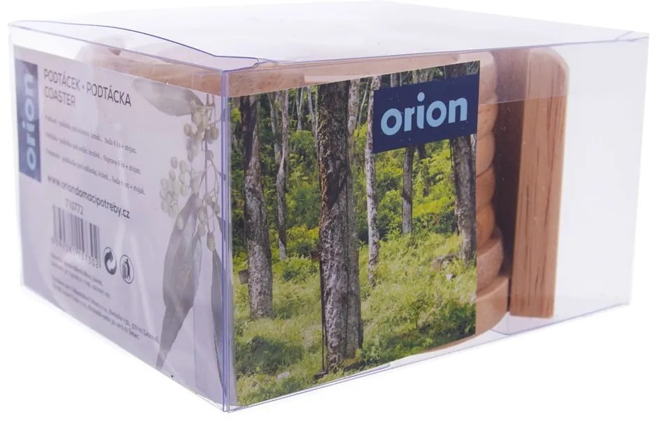 Set di sottobicchieri di colore naturale in legno 6 pz – Orion
