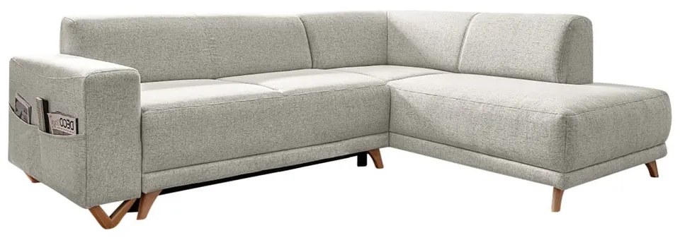 Divano angolare beige allungabile e con contenitore (penisola a destra/a L) Classy Sophie – Miuform