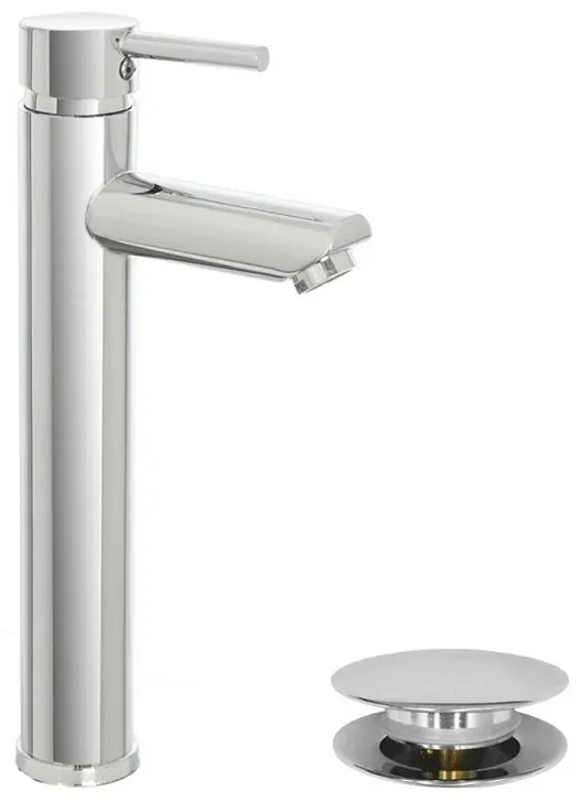 Miscelatore lavabo alto inox cromo lucido con piletta click-clack York